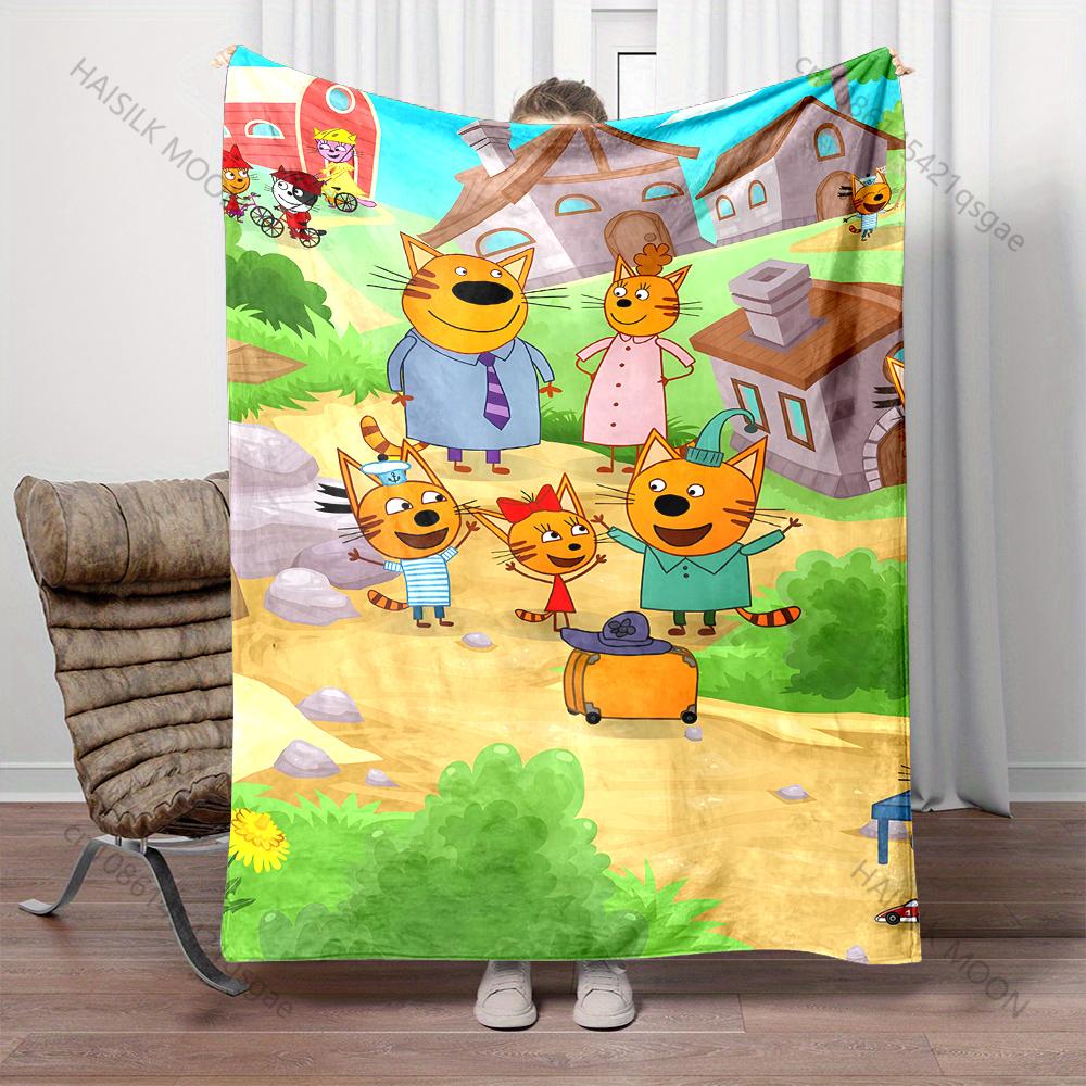 Multiple Styles Cartoon Kid-E Cats Print Blanket 4 Season Soft Fluffy Throw Deluxe Gift for Home Travel Camping Picnic Blanket