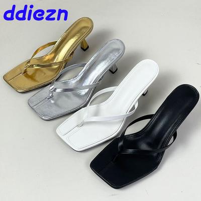 Мода Большой Размер 43 Женские Каблуки Тапочки Туфли Женская Повседневная Обувь Мода Мелкие Женские Босоножки Шлепанцы Вьетнамки