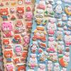 4 Pcs Cute Animal League Cartoon Foam Stickers - Adorable Rabbit, Bear & Mouse Designs, Reusable & Re-sticky, Ideal for Notebook