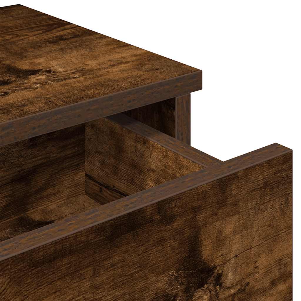 Wall Mounted Shelf with Drawers Smoked Oak Finish 80 x 31 x 17 cm Engineered Wood