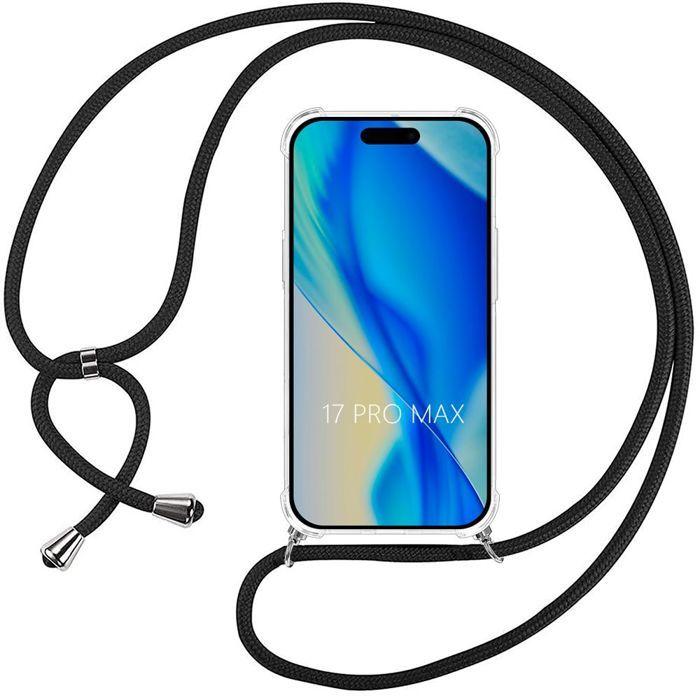 Protective Case - BOOLING - for iPhone 17 Pro Max - Reinforced Transparent Silicone with Black Lanyard