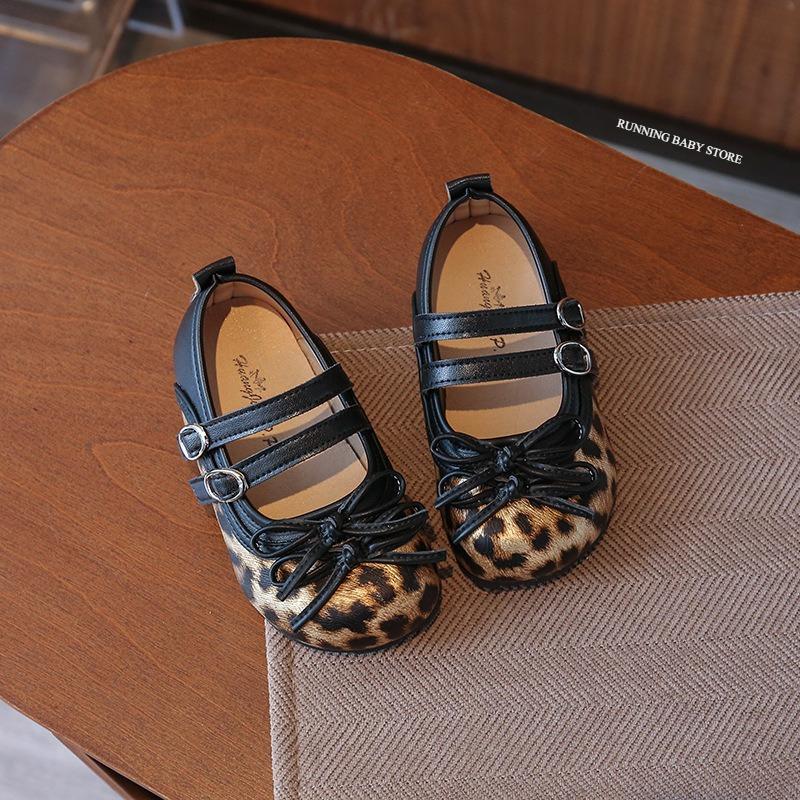 Leopard Print Leather Shoes for Girls Fashion Princess High Quality Soft Soles Wedding Party Shoes Child Shallow Footwear I09275