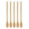 5pcs Wooden Spoons Oval Lightweight Comfortable Grip Long Handle Spoons Set for Coffee Tea Sugar