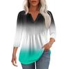 Women's Fashionable Casual Pleated  V Neck Solid Color Seven Quarter Sleeve T-shirt Top