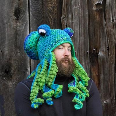Шапка Осьминог Amazon Новинка Хэллоуин Вечеринка Розыгрыш Смешная Восьминогий Кальмар Капюшон Теплая Вязаная Крючком Шапка