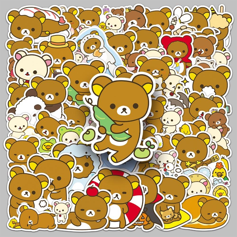 50pcs Cute Rilakkuma Cartoon Graffiti Stickers Suitcase Stationery Laptop Computer Guitar Cell Phone DIY Decorate Decals