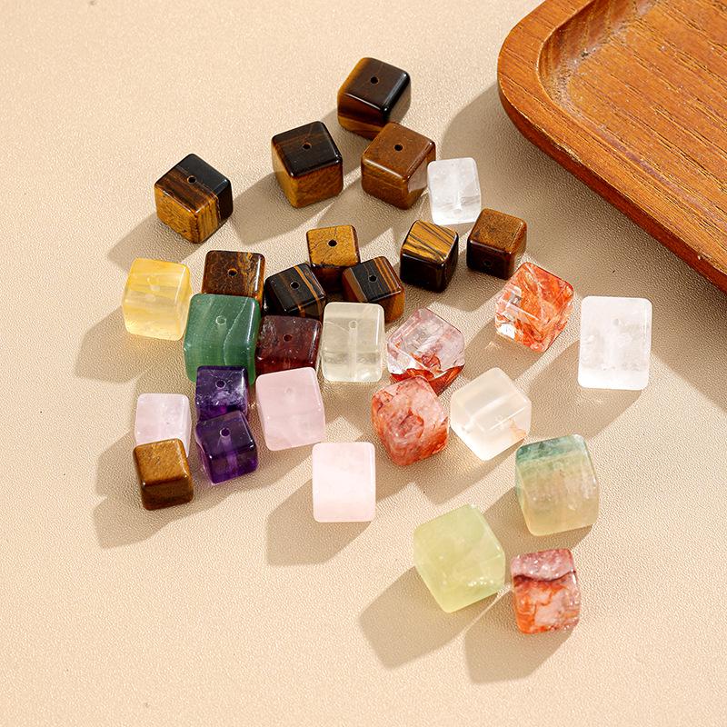 Браслет-аксессуар из полупрозрачных сахарных кубиков - Золотисто-коричневый и нежно-розовый - Для DIY, Много цветов в наличии