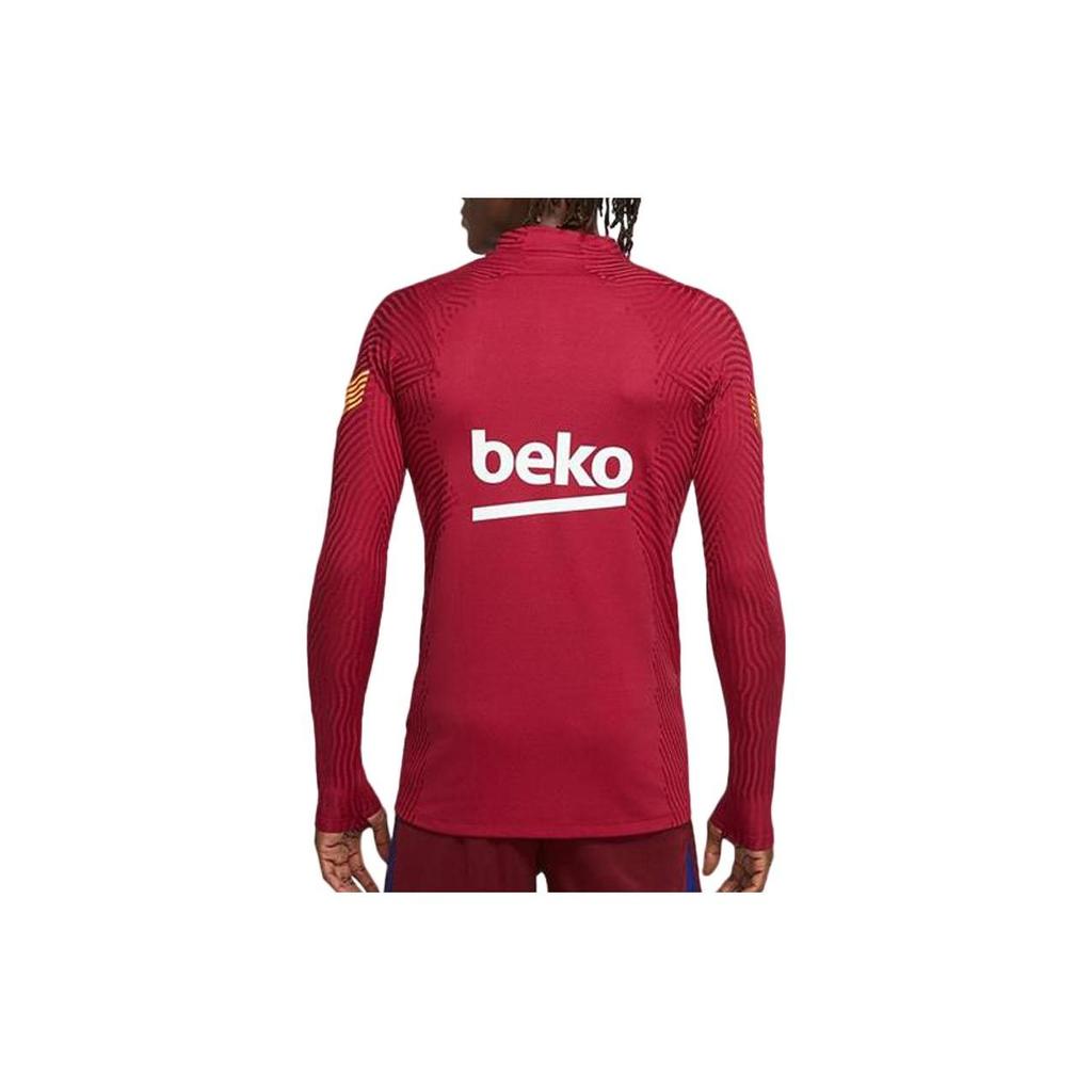 Nike Striped Half-Zip Long Sleeve VaporKnit Barcelona Player Version Jersey Men Tops Red CD5968-621