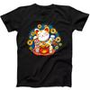 Maneki Neko Smiling Face Lucky Cat Funny Gift Tee Black T Shirt 49