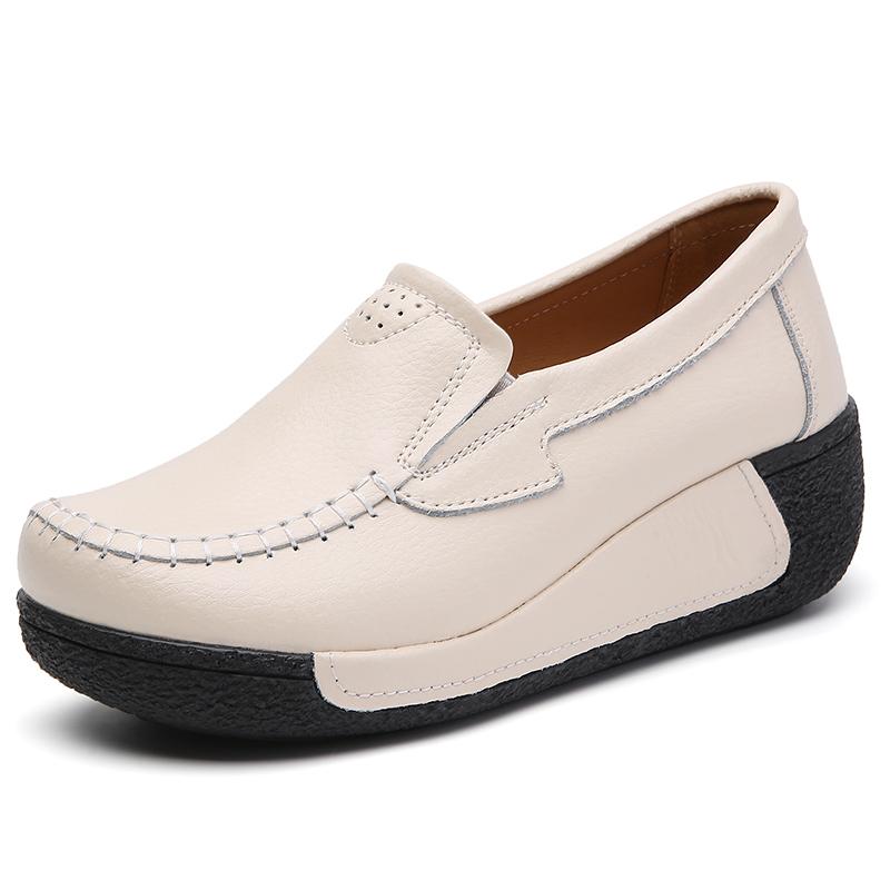 Женские новые туфли-качалки на толстой подошве корейской версии, увеличивающие рост, модная обувь для ходьбы, рабочая обувь черного цвета на плоской подошве для улицы