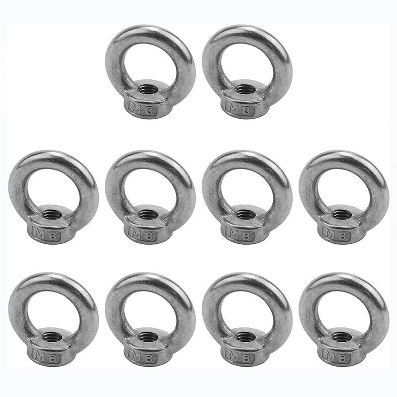 10Pcs M6/M8/M10 Metric Ring Shape Lifting Eye Nut 304 Stainless Steel Lifting Eye Threaded Nut Fastener