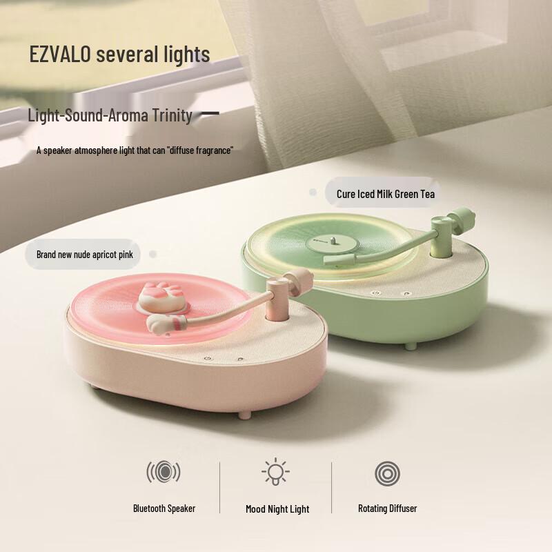 EZVALO BA1 Retro Vinyl Aroma Bluetooth Speaker with Ambient Night Light
