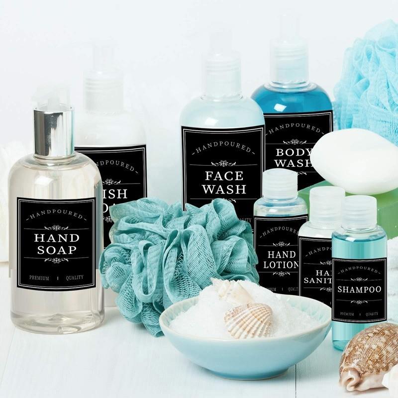 Черные/белые этикетки на дозаторе для мыла, наклейка на этикетку для лосьона, шампунь-кондиционер для мытья тела, ванная комната, душ, дозатор мыла, водонепроницаемые этикетки