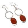 Красный сердолик драгоценный камень 925 стерлинговое серебро подарок ювелирное изделие серьга 2,29"