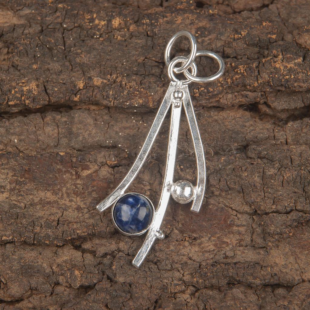 Содалит Ювелирные изделия из драгоценных камней ручной работы, Подвеска из стерлингового серебра 925 пробы, Ювелирные изделия из серебряной подвески ручной работы, Для свадебного подарка