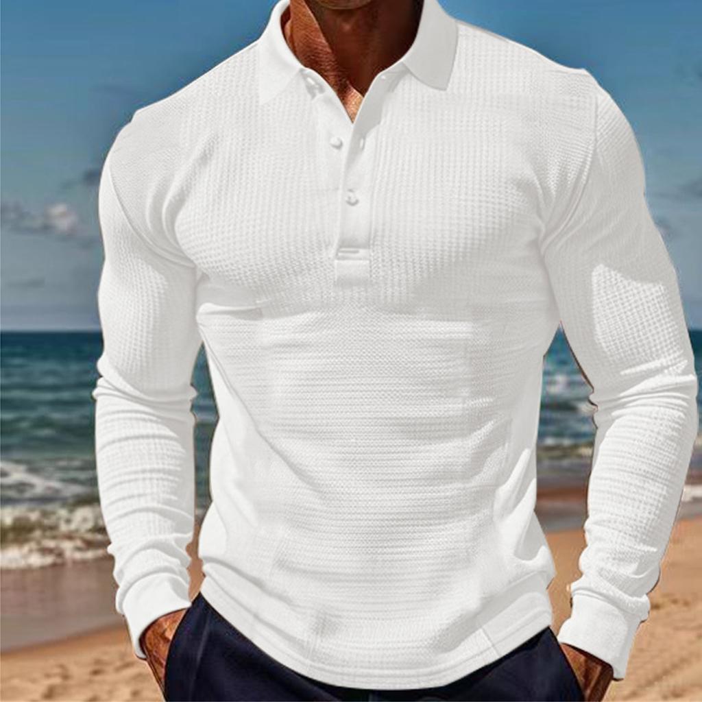 Мужская футболка W Affle Sports Casual Lapel Button Slim Long Sleeve Po Lo Shirt For Men