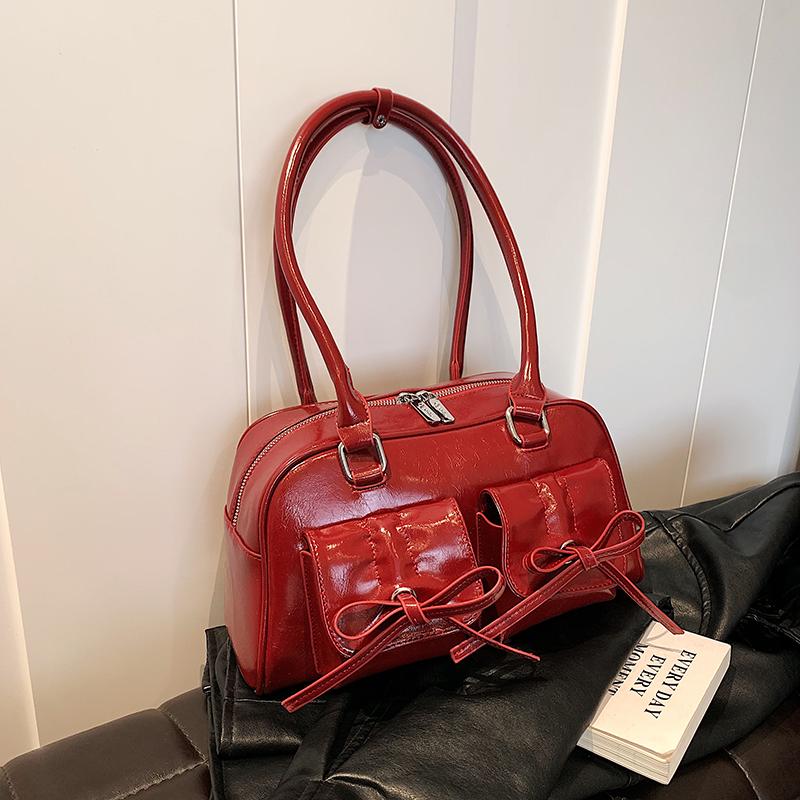 Стильные сумки через плечо для женщин, однотонная большая вместительная мини-сумка Boston Underarm, роскошная дизайнерская сумка