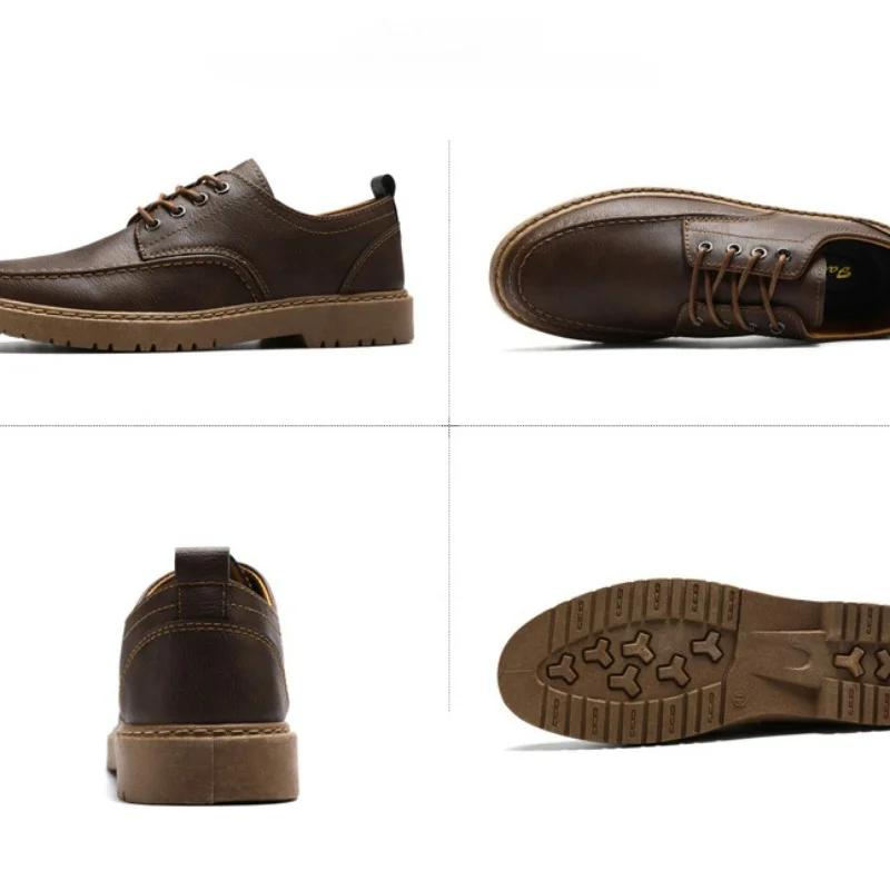 Модные кожаные туфли с круглым носком, деловая мужская обувь, повседневная обувь ручной работы, мужская обувь на шнуровке, туфли на платформе, мужские мокасины