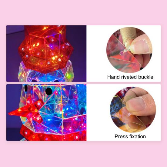 LED Prismatic Iridescent Snowman Ornaments USB Powered 3D Light Up Snowman Colorful Christmas Night Light for Home Party