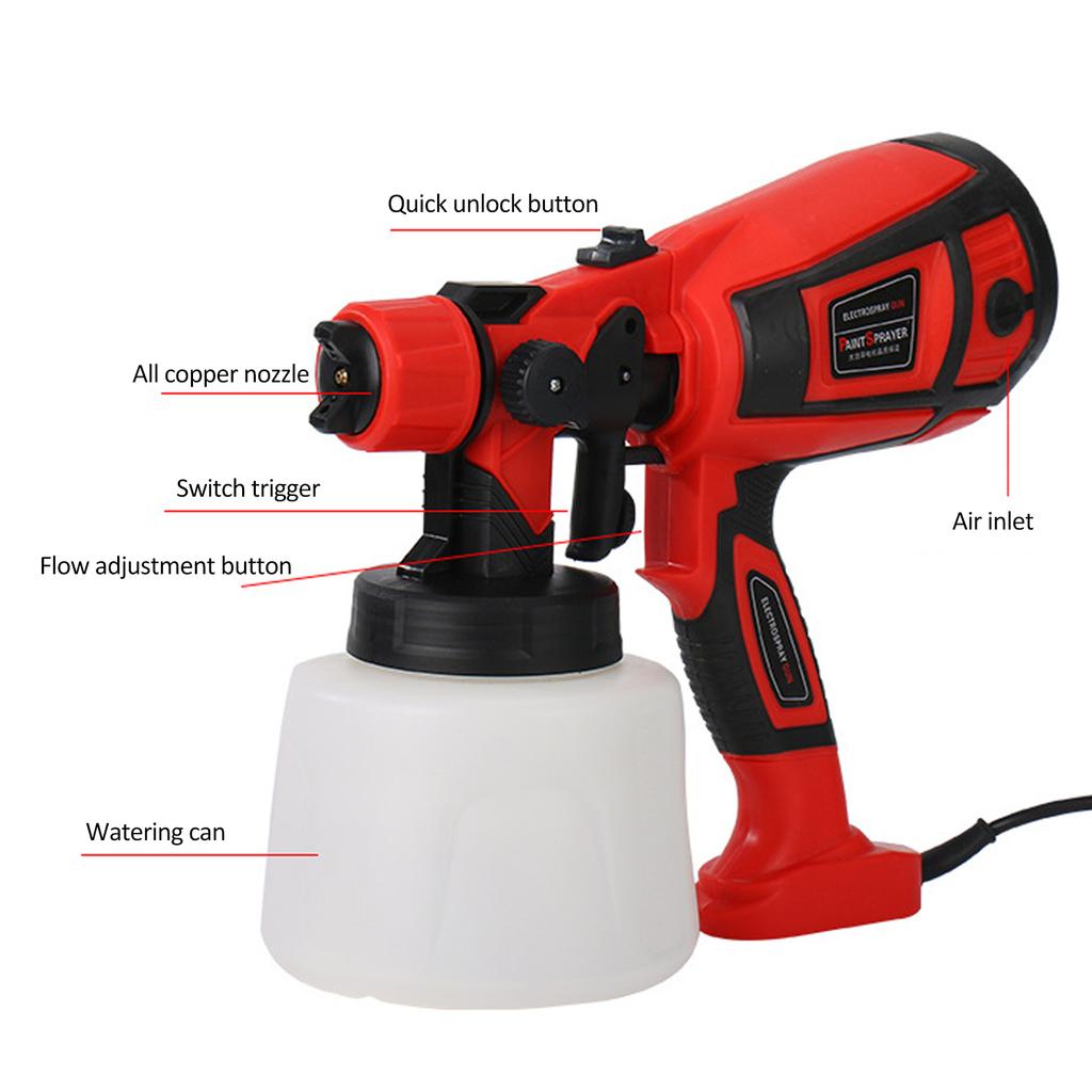 Paint Sprayer, 650W HVLP Electric Spray Paint   1400ml Container with 6 Copper Nozzles 3 Spraying Effects for Indoor and Outdoor Furniture, Fences, 