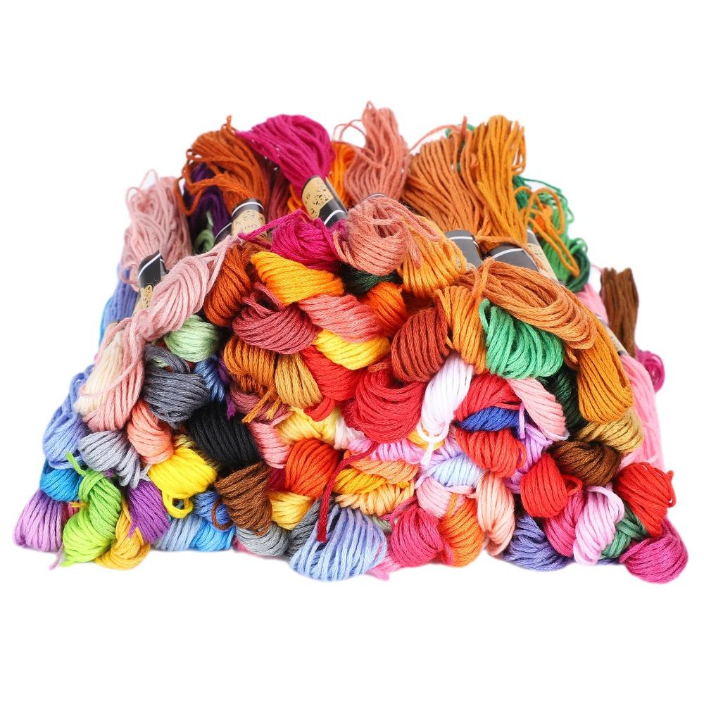 100pcs Polyester Cotton Cross Stitch Floss Rainbow Color Bracelet Yarn Embroidery Thread  Embroidery