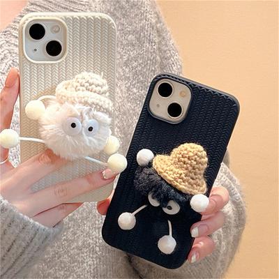 Корейский милый 3d меховой плюшевый чехол с узором в виде брикетов для Iphone 14 13 12 11 Pro Max X Xr 7 8 Plus плетеный противоударный мягкий чехол
