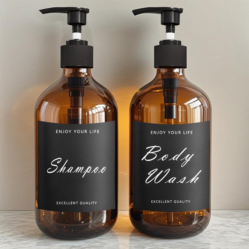 Дозатор для мыла коричневый 500 мл с этикеткой на подносе, пустой контейнер для хранения жидкого лосьона с ручным насосом
