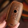 Genuine Leather Key Case for BMW 3 5 7 Series X1 X3 X5 X6, Full Cover Fob Protector with Metal Keychain, F20 F30 F10 Compatible msvc59