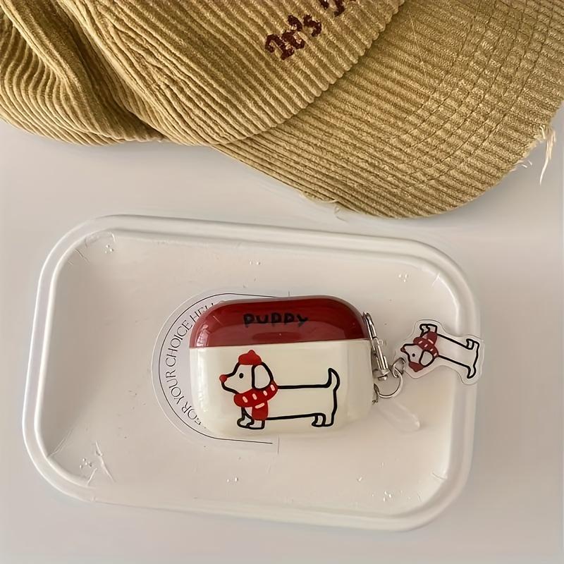Чехол для Apple AirPods 4 Милый Забавный Дизайн с Рисунком Таксы Чехол для Наушников с Подвеской Щенка Применяется к Air Pod 4 Pro2/3