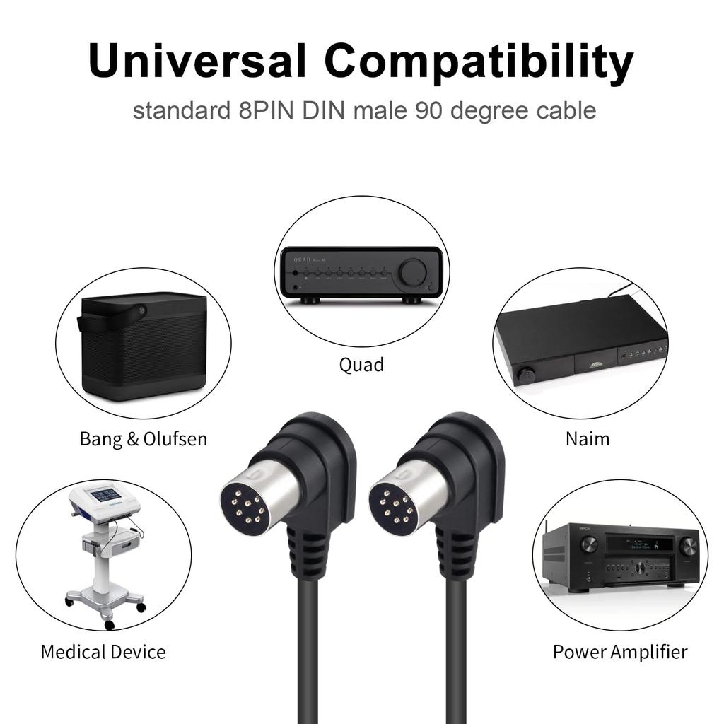 Poyiccot DIN-разъем Прямоугольный DIN Папа-папа Кабель для динамика MIDI DIN-разъем DIN Совместимый с системой 8-контактный кабель, 8-контактный кабель, 8-контактный