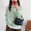 Soft Style Round Neck Horn Button Knit Cardigan Women Autumn Winter Loose Versatile Sweater Coat