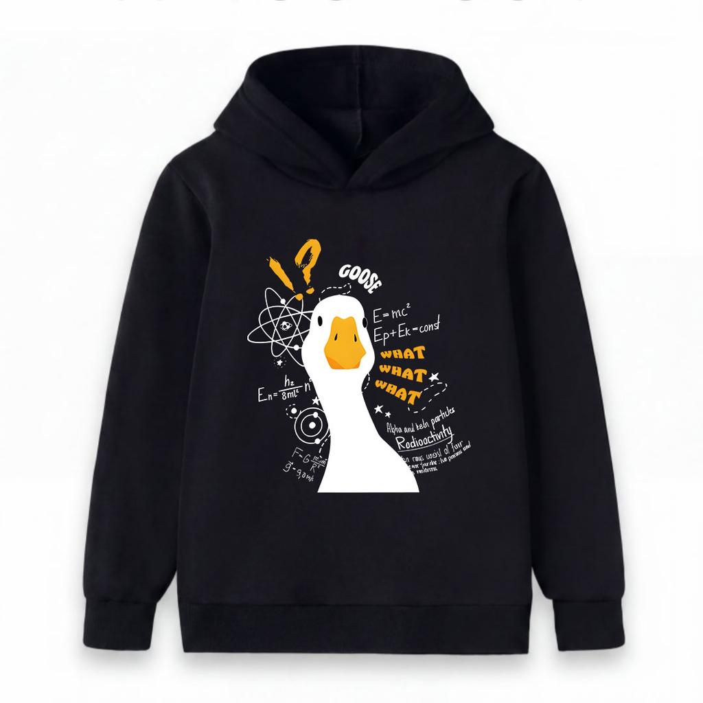 Kids Unisex Boys Girls Hooded Sweatshirt, Funny Curious Goose Print Casual Pullover, Cozy Long Sleeve Lightweight Top for Daily Wear School Outdoor Ac