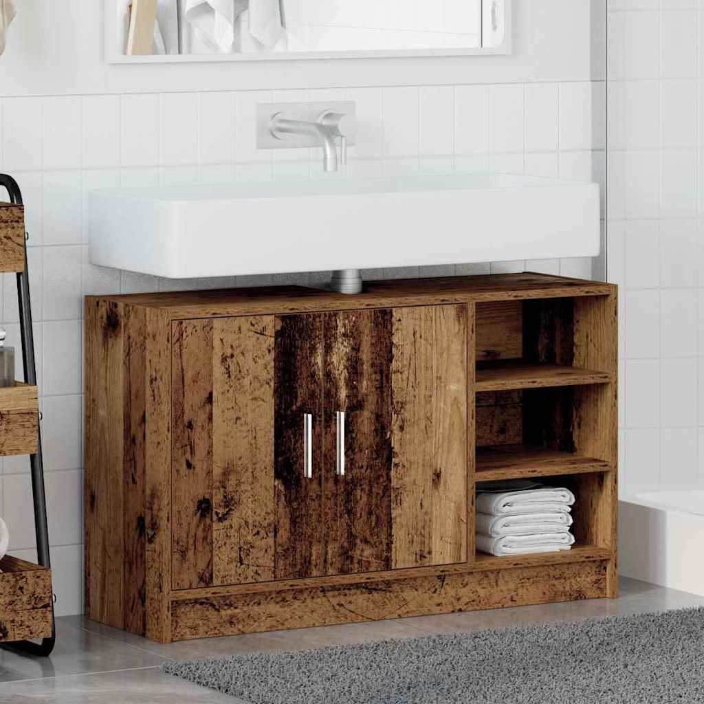 Bathroom Cabinet with Door Reclaimed Wood Look 90 x 29 x 55 cm Engineered Wood
