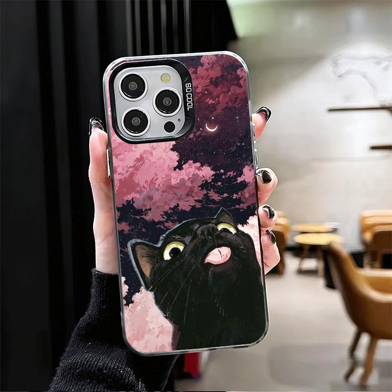 Милый котенок Мультяшный Мягкий Чехол для Телефона для iPhone 15 16 17 Pro Max 17Air 16E 14 Plus 13 12 Mini Ударопрочный Задний Чехол