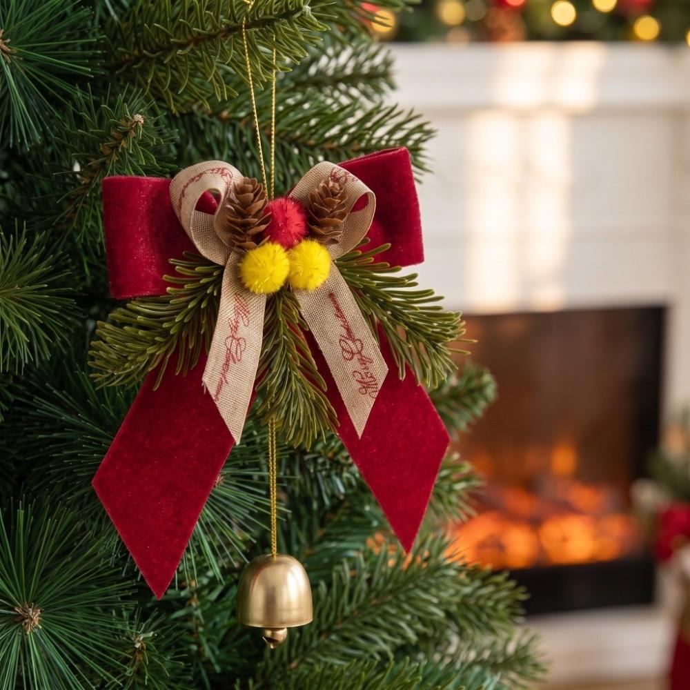 Bow with Bell Christmas Tree Decor Delicate Xmas Ornaments Festival Party