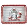 [N7879] - Small Tray 'Joli Chaton' Gray Red - 24x18 Cm