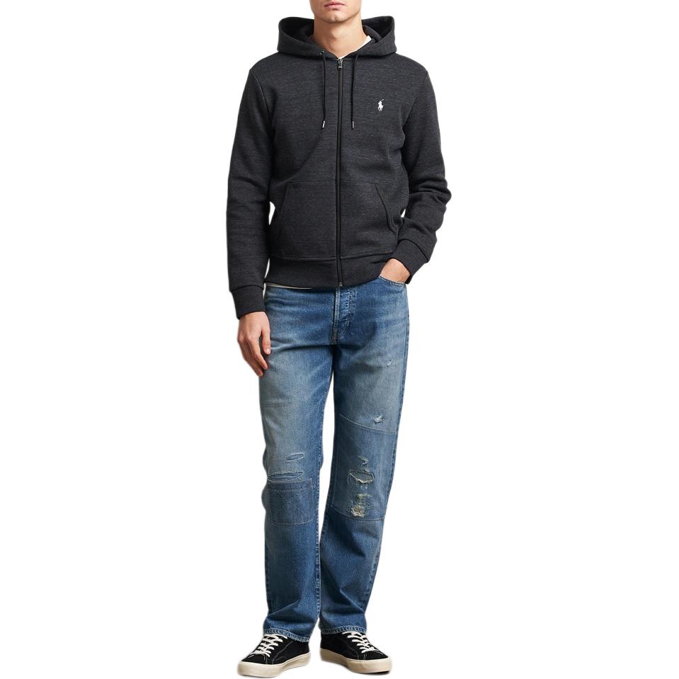 Куртка с капюшоном и застежкой-молнией Polo Ralph Lauren Logo с длинным рукавом, мужская, черная 710881517-052