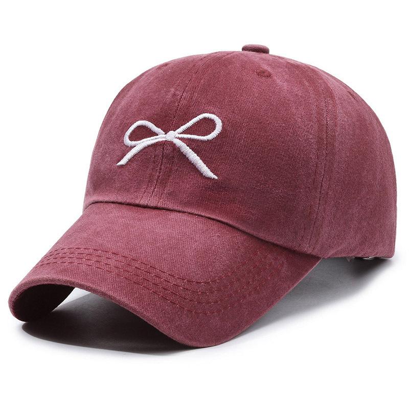 Hat Embroidery Bow Cap Soft Top Tide Face Small Spring and Autumn Outdoor Sunshade Baseball Cap