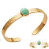 [Q3690] - Gold Plated Bracelet 'Cleopatra' Green Aventurine Gold (hammered) - 12x9 Mm