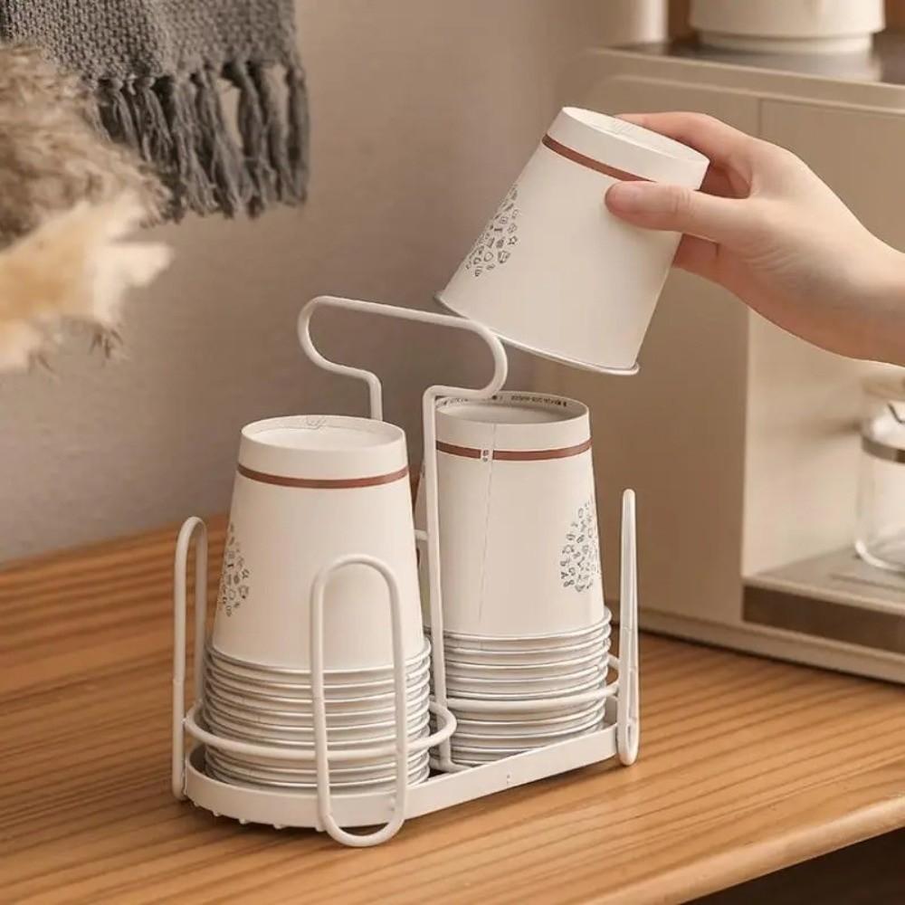 Metal Cup Storage Shelf Hollow Out Design Kitchen Paper Cup Holder Cup Holder Dispenser