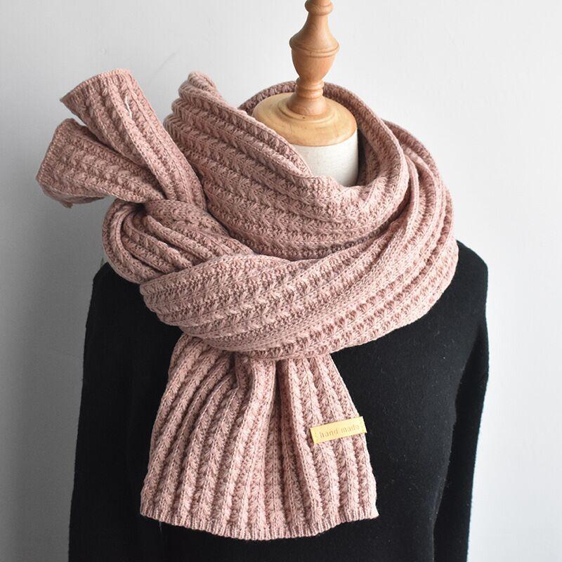 Ins Harajuku Style Coarse Wool Knitted Scarf Women's Winter Korean Version of The Wild Warmth Japanese Students Solid Color Scarf Trend