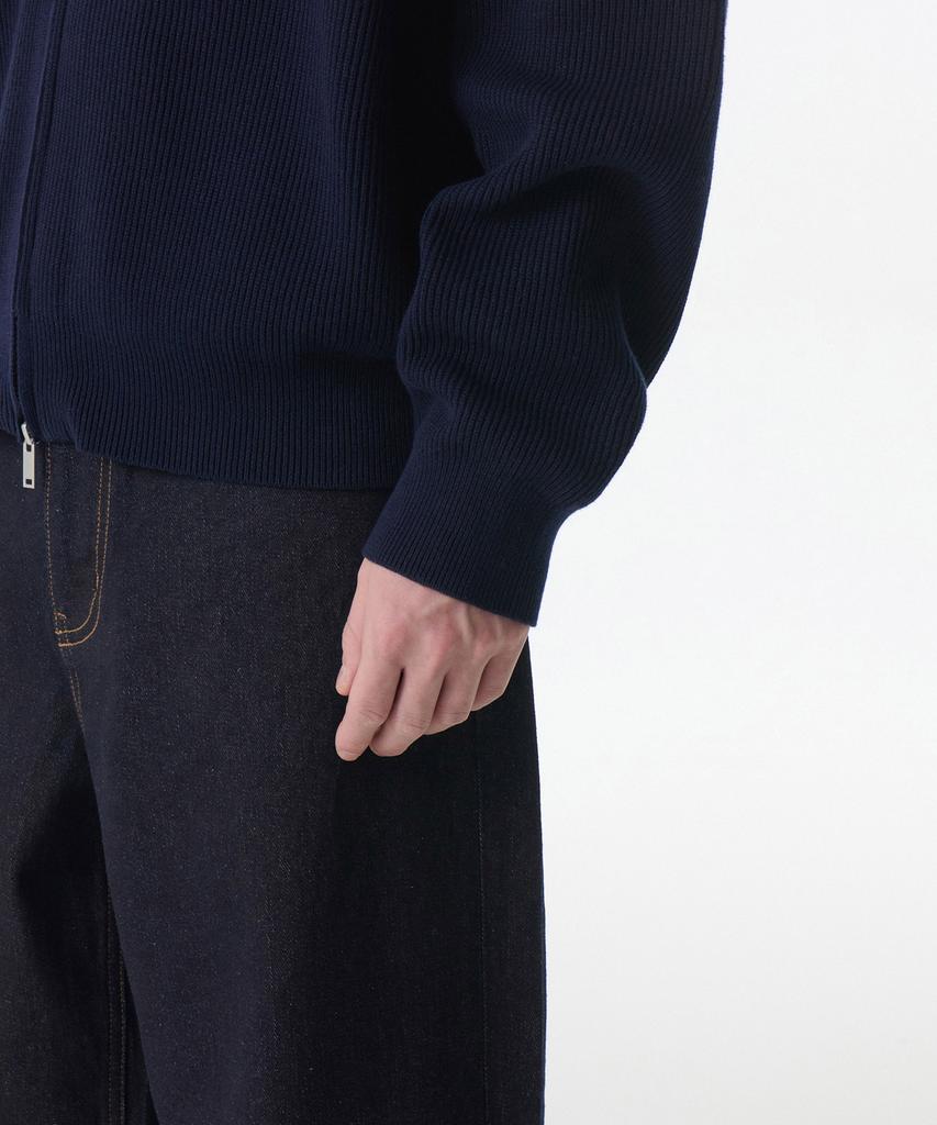 MUSINSA STANDARD Cotton High-Neck Zip-Up [Navy]
