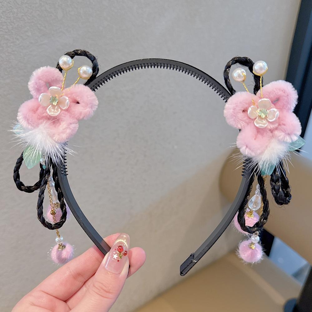 Flower Children Wig Headband Butterfly Hanfu Headwear Lovely Chinese New Year Headwear Daily