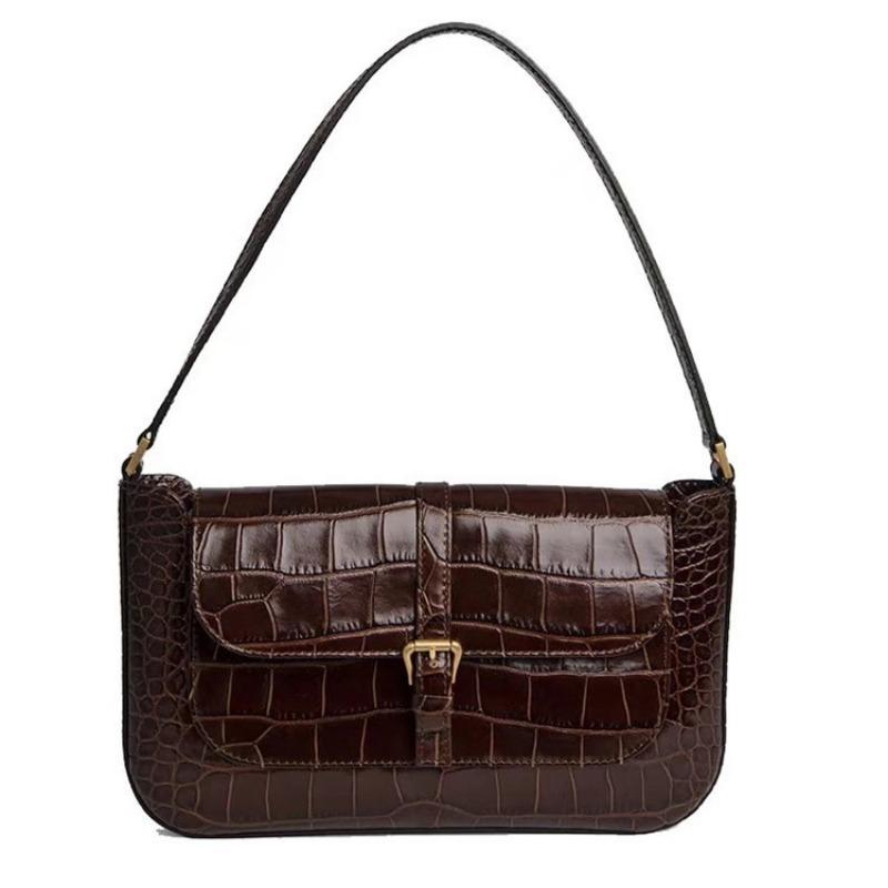 Bag Autumn Crocodile Cross Body Bag Niche Armpit Baguette Shoulder Bag with Genuine Leather