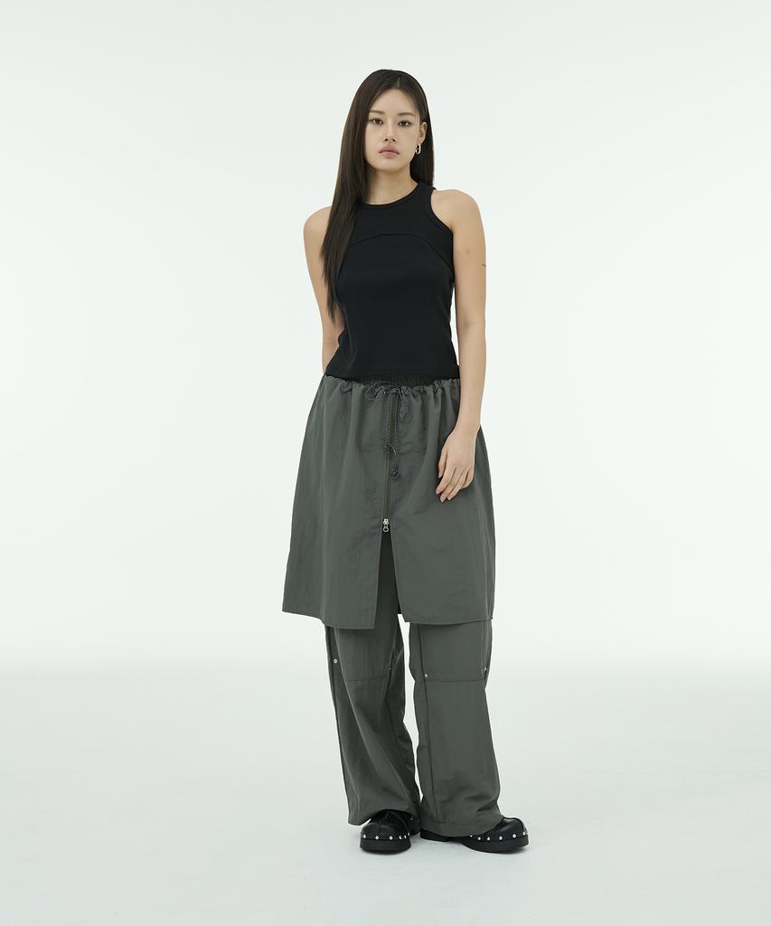 Mutlet Overlap Layering Skirt - Charcoal