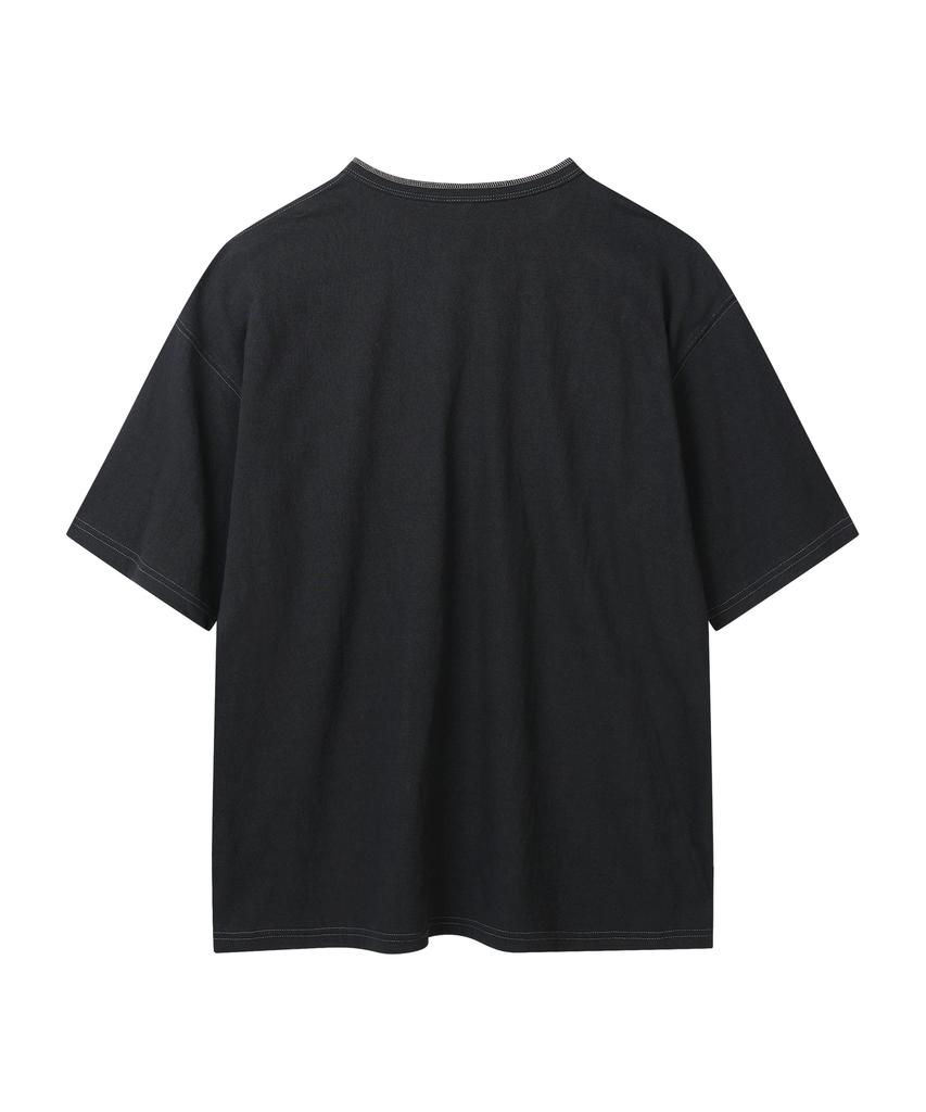YOUNEEDGARMENTS Футболка Хенли с коротким рукавом (Черный/Шов)