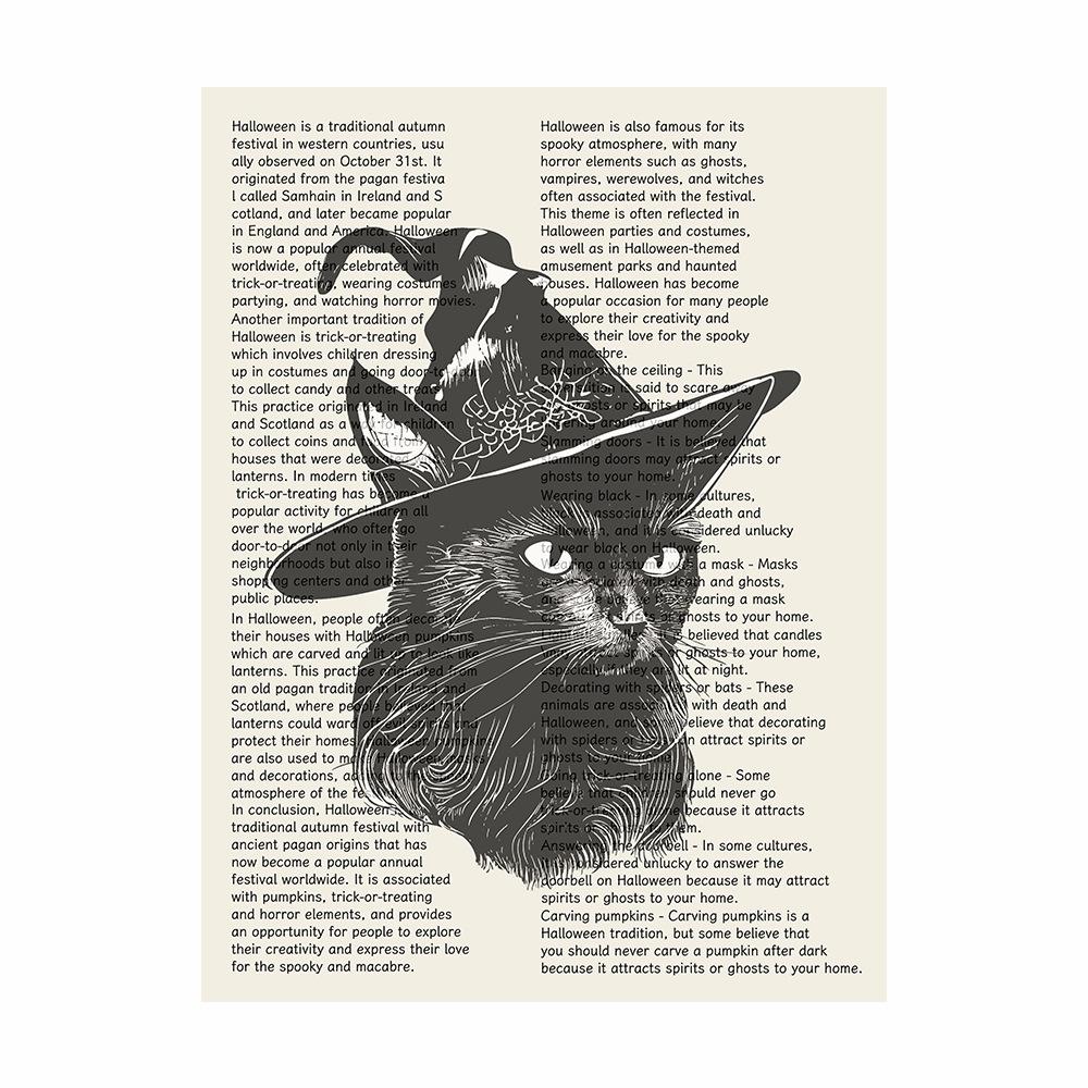 Хэллоуин Тыквенная Голова Ведьма Скелет Летучая мышь Английская Газета Холст Картина Скандинавская Гостиная Домашнее Украшение Картина