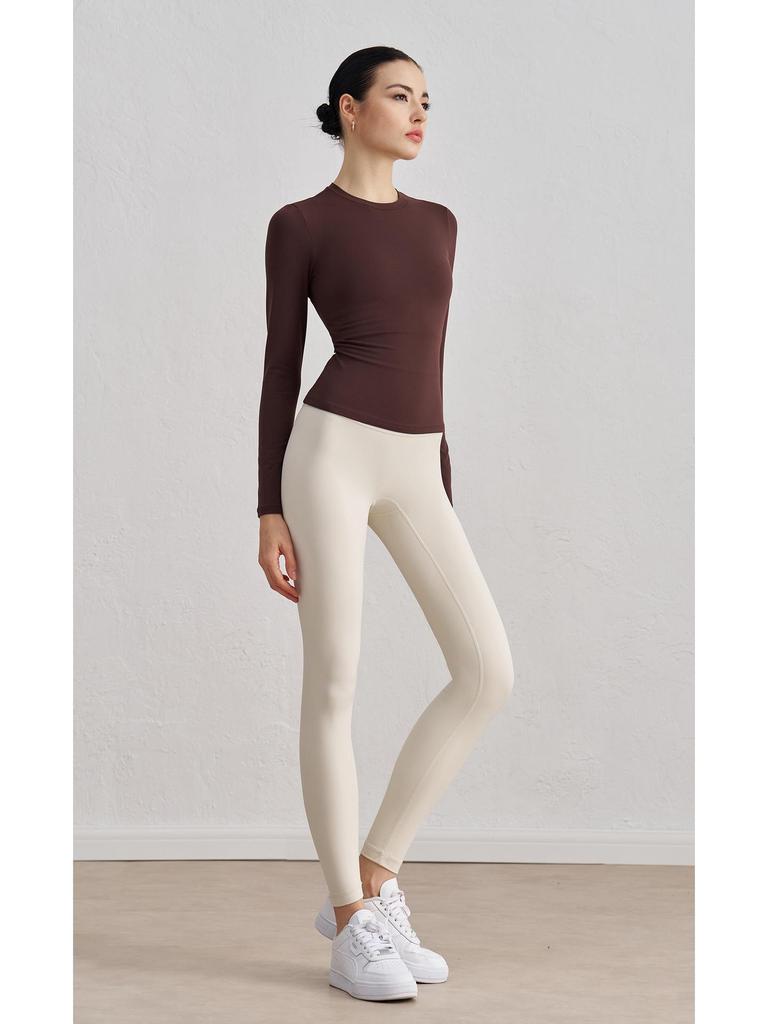 SNU Осенний свитшот с круглым вырезом, облегающий топ для йоги - Ощущение обнаженности, с длинным рукавом, фитнес базовый слой