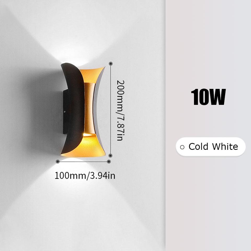 Светодиодный настенный светильник 10 Вт, водонепроницаемый, IP66, настенный светильник для крыльца, сада, для внутреннего использования, для спальни, прикроватный светильник, черный