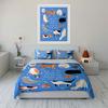 Cats and Stars Blue Print Bedding Duvet Cover Set Duvet Cover Pillowcases  (1*Duvet Cover 2*Pillowcases, without duvet insert)